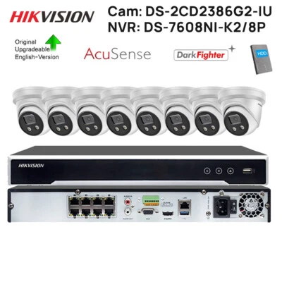 Hikvision 8CH 4K NVR Security CCTV System 8MP Turret IP Camera DarkFighter MIC