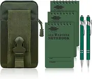 6 Piece Waterproof Notebook All Weather Police Waterproof Notepad 3×5 Inch Pocket Notebook with Waterproof Weatherproof Pen and Cover for Outdoor Activities Recording (Army Green)