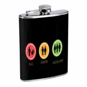Bad Good Excellent Em1 Flask 8oz Stainless Steel Hip Drinking Whiskey