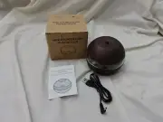 Mini Atomization Humidifier Round Shape USB Portable Air Purifier in Dark Wood