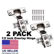 2 Pack 1/2 inch Soft Close Overlay Cabinet Hinges Steel Nickle