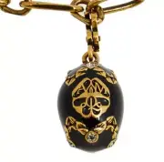 Alexander McQueen Crystal Embellished Egg Charm Black Enamel goldtone RARE NEW