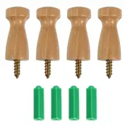 4 Pcs Hook Hanger Rustic Wall Hooks Wood Coat Pegs Backpack Hanging
