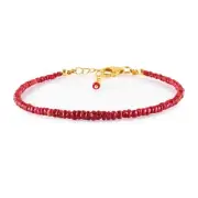 Birthday Gifts Natural Ruby Gemstone Handmade Full Beaded Gold Bracelet Jewel...