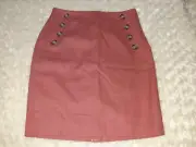 Ann Taylor Loft Paprika Linen Blend Sailor Button Pocket Lined Pencil Skirt NWT