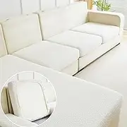 Disayu Magic Sofa Covers Couch Covers 2024 New Wear-Resistant Universal Sofa Covers Washable L Shape Stretch Couch Cushion Covers Slipcovers for Sectional Sofa (Texture White,Large Triple Seat Cover)