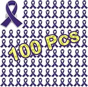 [ETHOON] 12/25/50/100/200 Pieces Purple Ribbon Lapel Pins Domestic Violence Alzheimers Lupus Health Pancreatic Cancer Awareness Pins Support Enamel Jewelry Brooches Bulk Items