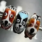Trollbeads Pawfect Companions Dog Armadillo Set Unique Glass Bead OOAK