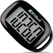 3DFitBud Simple Step Counter Walking 3D Pedometer with Lanyard A420S (Black)