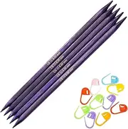 [KNITPRO] J'Adore Cubic DPN Double Pointed Knitting Needles 8 inch, Size 10.75 (20cm, 7.00mm) Bundle with 10 Artsiga Crafts Stitch Markers