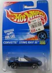 Hot Wheels 1996 #595 Corvette Sting Ray III Blue Die-Cast Car Mattel
