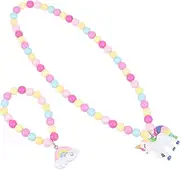[Healeved] Unique Boys and Girls Unicorn Charm Set Necklace Bracelet Bead Bracelet Kit Bright Colors for Parties