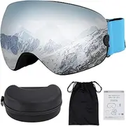 Sport Ski Goggles, Skiing Goggles for Man & Woman, Anti-Fog OTG Snow Sunglasses, All Real REVO Detachable Dual lens, UV-400 Protection, Compatible for all Helmet