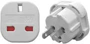 Travel Adaptor White UK to USA/AUS Q4U Convert Power UK Plug 3 pin to USA/Canada/Australian Plug 2 Pin Pack of 2