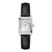 Bulova Watch Sutton Tank Quartz Mother of Pearl Dial Leather Strap 96L330