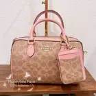 Nwt Coach Rowan Satchel Bag/Zip Card Case bundle In Signature Canvas CV961/CW883