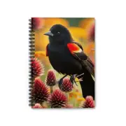 Spiral Notebook Ruled Line Red Winged Blackbird in Natural Environment Design 5