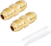 Brass Tube Coupler Pipe Flare Fitting 1/4 Inch Male Flare x 1/4 Inch Male Flare Union Connector Gas Adapter 2pcs (1/4 x 1/4)