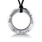 Mi Amore My Love 925 Sterling Silver Pendant Cord Set Empowering Words Jewelry
