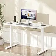 ADVWIN Electric Standing Desk,Ergonomic Sit Stand Desk Height Adjustable Motorised Home Office Computer Workstation 120cm White Desktop and White Frame