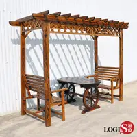 在飛比找PChome24h購物優惠-LOGIS 大葡萄架防腐實木涼庭桌椅 戶外庭院 花園景觀椅【