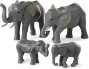 Terra by Battat – 4 Pcs African Elephant Toys Family Set – Realistic Plastic