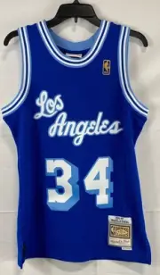 Mitchell & Ness NBA Men Blue Hardwood Classics Shaquille O'Neal #34 Jersey Small