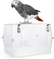 Colorday Large Bird Bath with Clear View, for Greys,Amazons,Conures,Cockatiels,Parakeet.(13X11X8 inch) Upgraded