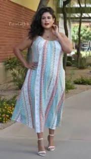 New Womens PLUS SIZE FLORAL MEDALLION ADJUSTABLE MAXI DRESS POCKETS 1X 2X 3X