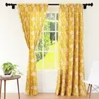 Polyester Printed Door Curtains with Tie Back 9 Feet Long Mango Blotch Pack Of 2