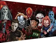 KYOQFVN Halloween Diamond Painting Kits for Adults,5D Full Round Diamond Halloween Clown Diamond Art Kit, Large Dots Diamond Painting for Beginners, DIY Beads for Home Wall Decor, 27.5'' x 15'',G1387