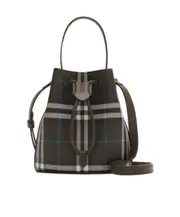 Burberry Checked Drawstring Bucket Bag One size comfortable brown