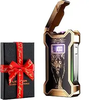 Dachance Cool Gifts Electric Lighter for Men Dad Him Digital Counter Bettary Display Windproof Flameless Plasma USB Rechargeable Arc Birthday Gifts for Men, Boyfriend, Husband (Wolf)