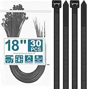 Long Zip Ties - 18 Inch Large Zip Ties Heavy Duty Outdoor,30 Pack Big Cable Ties, Black (18Inch-30Pack)