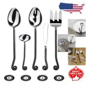 Sophisticated 5-Piece Treble Clef Serving Set - Elegant Stainless Steel Flatware