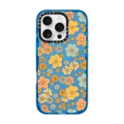 iPhone 16 Pro Impact Case retro yellow floral pattern