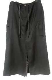 Eddie Bauer Women’s Wool Flannel Maxi Column Cargo Skirt size 12 Black