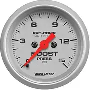 Auto Meter (4350) Ultra-Lite 2-1/16" 0-15 PSI Mechanical Boost Gauge