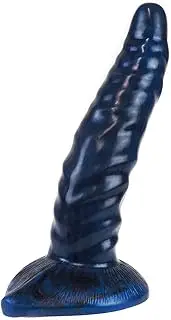 Alien Tentacle Silicone Dildo: Dual-Tone Dong - Suction Cup Base - Dark Mysterious Black & Pearlescent Blue