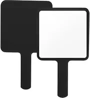 Naapesi Hand Mirror, Square Hand Mirror with Handle, Makeup Mirror, Portable Shaving Mirror, Hairdressing Mirror, Rectangular, Travel Small Hand Mirror, for Handheld, Home, Travel Use (Black)
