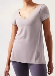 NWT Athleta Essence Support Top Large V-neck Lilac Purple Built In Support Bra
