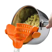 Catzon Clip On Silicone Strainer for All Pots & Pans Hands-Free Colander-Orange