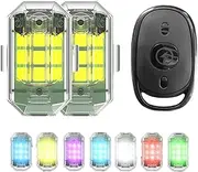 Upgraded High Brightness Wireless LED Strobe Light, 7 Colors USB Rechargeable Waterproof Led Strobe Lights with Remote Control, Emergency Warning Lights,for Car Trucks Motorcycle Bike (2pcs)