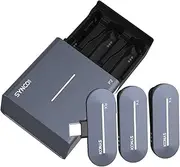 P2T 1-Trigger-2 2.4G Wirel Microphone System with 2 * Transmitters + 1 * Type-C Receiver + 1 * Wirel Charging Case 150M Transmission Built-in Battery for Mobile Vlog Live Streaming Stone Blue