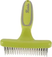 Double Row Dog Rake Deshedding Brush for Cats and Dogs Pet Grooming Comb for Reducing Shedding Green Undercoat Rake Dematting Tool for and Other Breeds