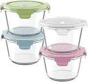 8 PCS Glass Meal Prep Containers with Lids, Airtight 2 Cup Glass Storage Containers Set, Heat-Resistant BPA-Free Glass Containers for Soup Leftover, Microwave, Dishwasher, and Freezer Safe (4 Packs)