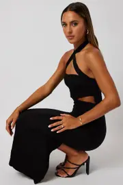Black Bodycon Dress Sleeveless Textured - Size 14, Women's Bodycon Dress