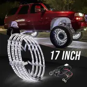 17 Inch Bright White Double Row Wheel Lights, Pure White and Rocker Switch Ctrl