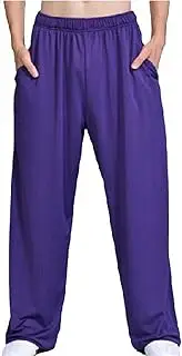 [HanzhuoLG] Men Women Tai Chi Pants Soft Breathable Kung Fu Wu Shu Wing Chun Fitness Yoga Pants Dark Purple XL