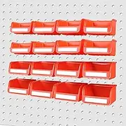 HOURSDY 16Pc Pegboard Bins Kit with Steel Hook, Pegboard Workbench Bins for Parts Storage, Tools Organize Hardware, Attachments, Accessories